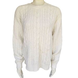 Hollister Women’s S White Cable Knit Sweater Crewneck Long Sleeve Chunky Pullove